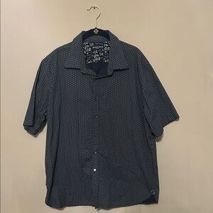 Austin Reed Navy Patterned Short Sleeve Shirt
